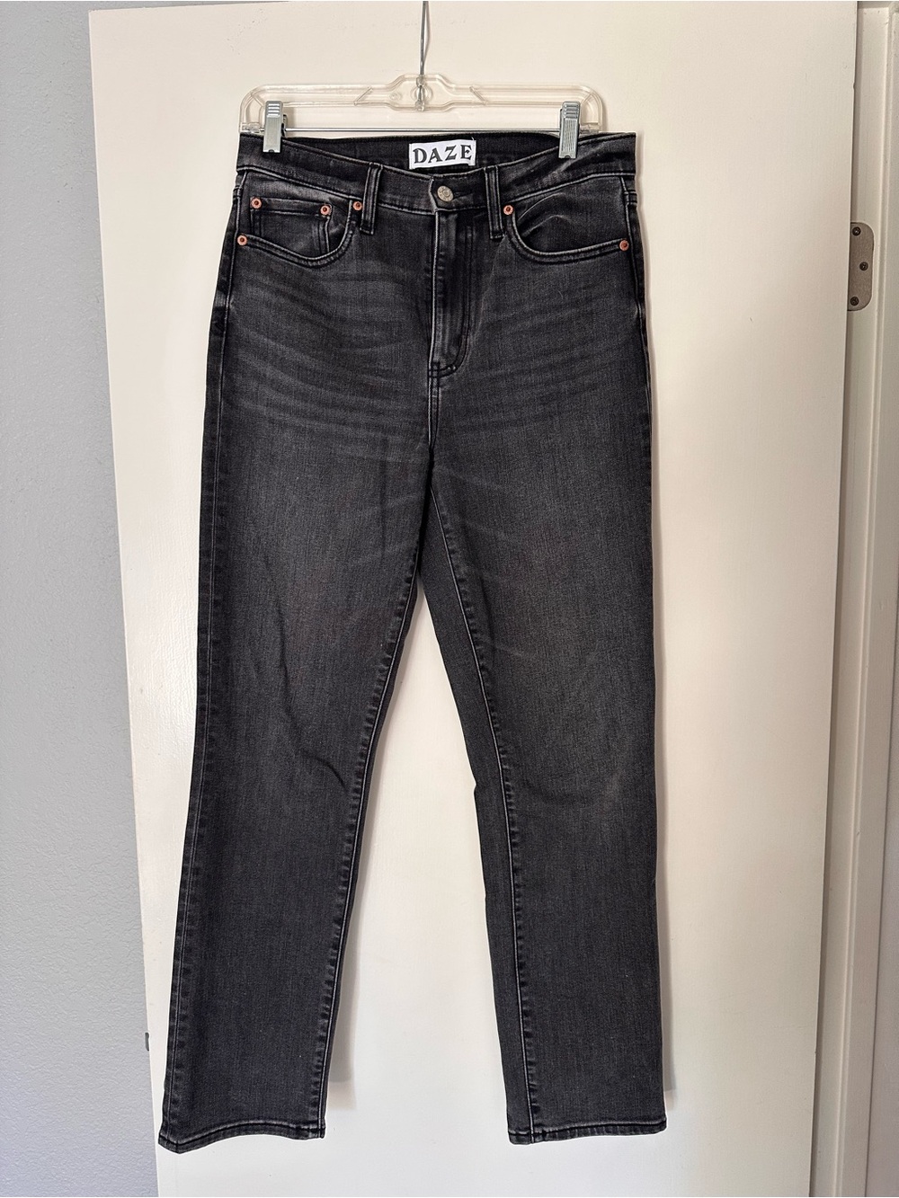 Women’s Washed Black Straight-Leg Jeans